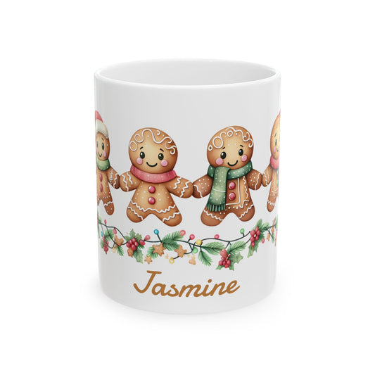 Personalized Gingerbread Ceramic Mug, Christmas Gift, Holiday Decor, Cozy Vibes, Family Present, Christmas Day gift, Gift for her