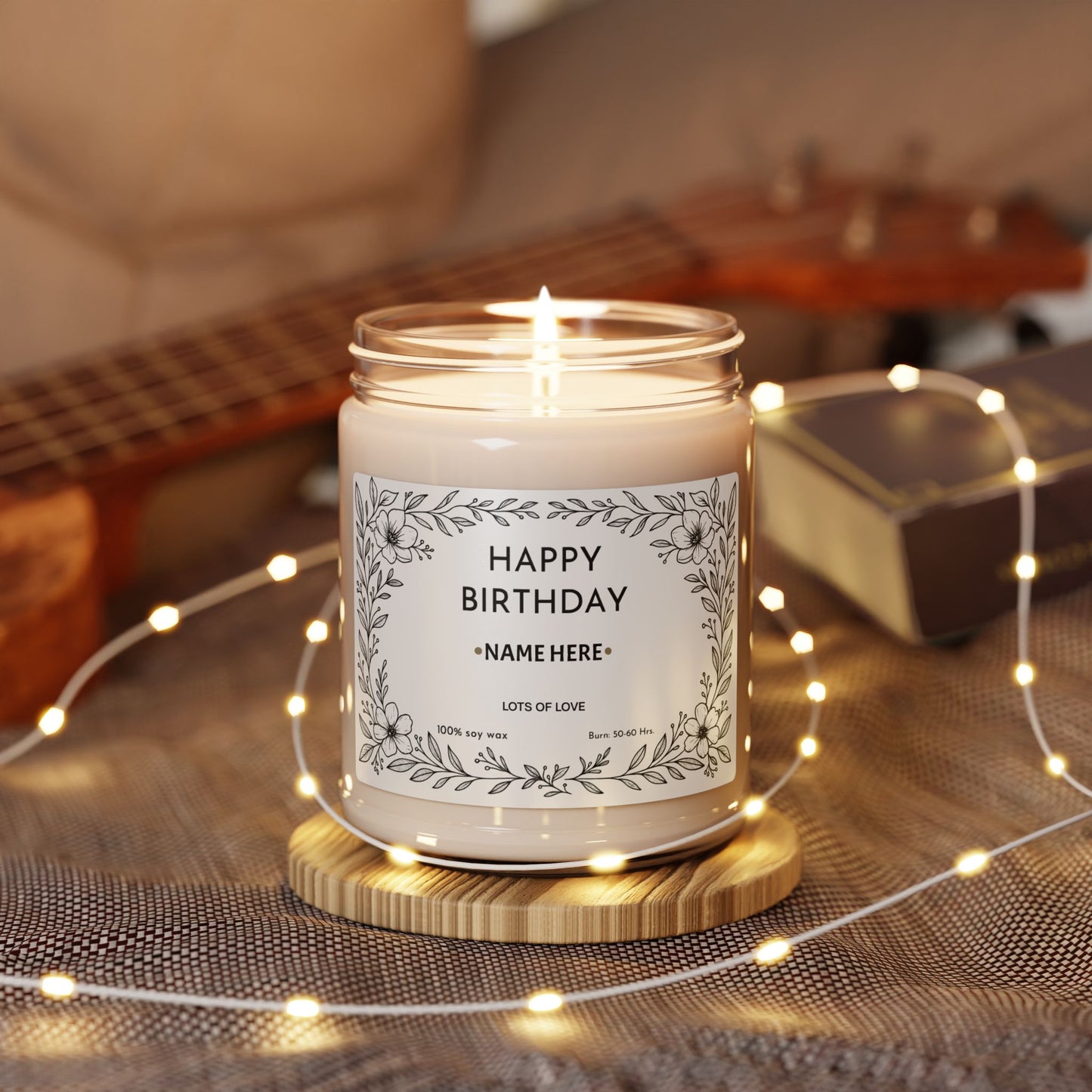Personalized Birthday Scented Soy Candle, Gift for Her, Candle Gift with Name for Her Friend Sister Mum Nanny Add Your Custom Text