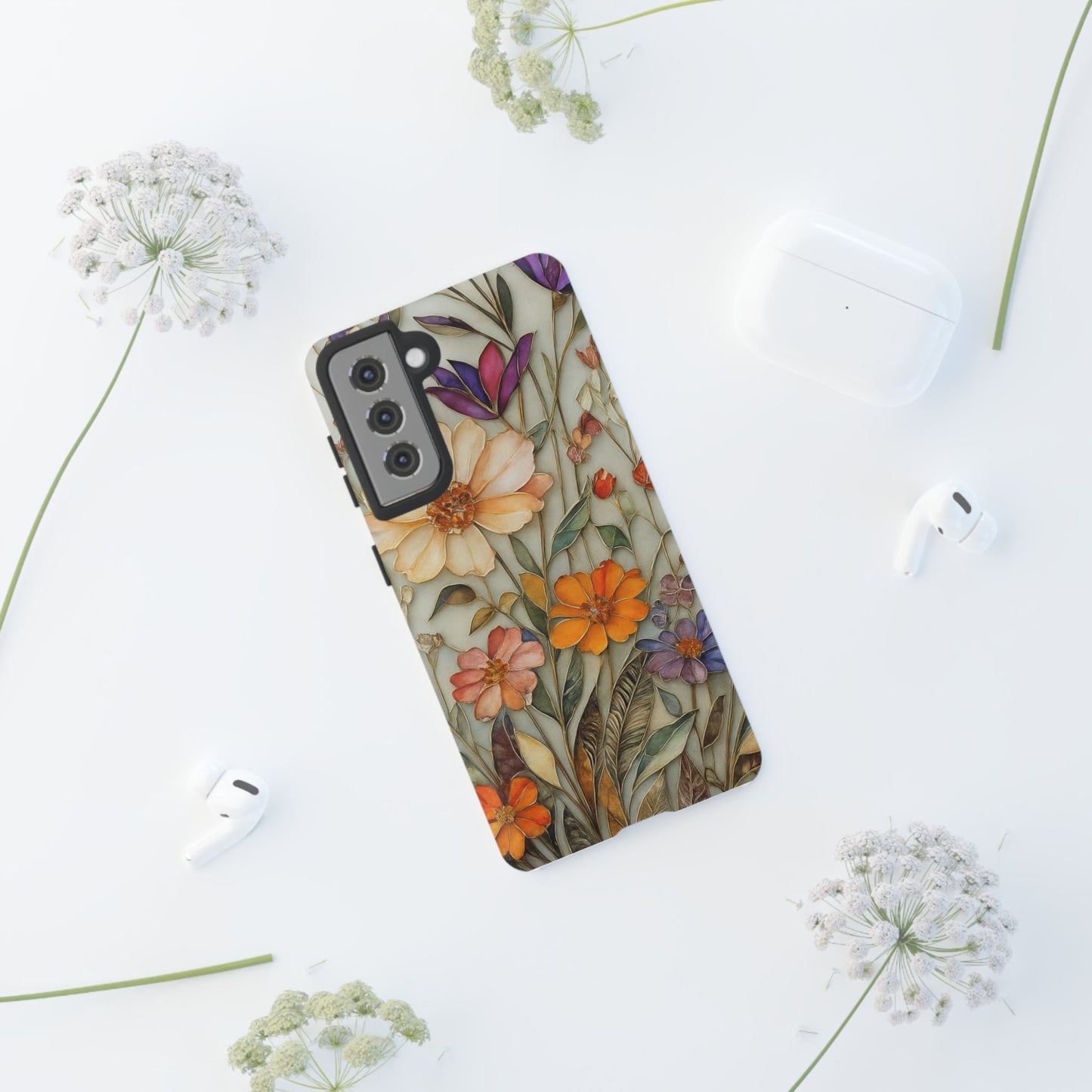 Phone case For iPhone & Samsung, Wildflower Mosaic MagSafe iPhone Case: Botanical Floral Design iPhone