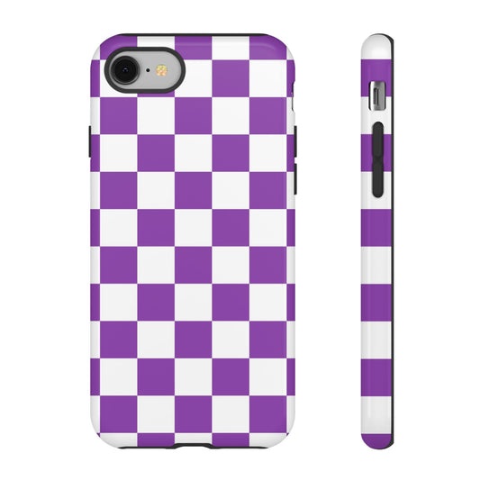 Purple Checkered Phone Case,  iPhone 17 Pro, 17, 16, 15, 14, 13, 12, 11, X, XR, XS MAX, Trendy Gift for Friends, Accessory for Occasions