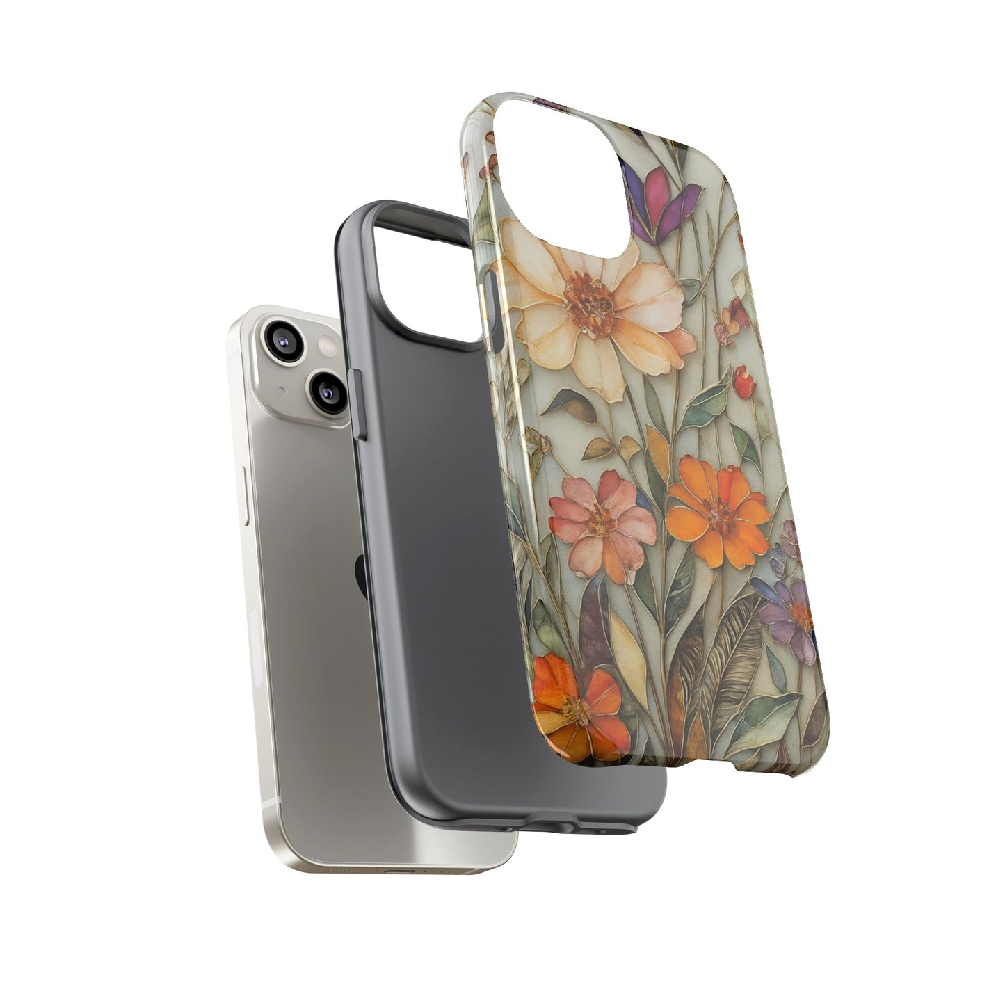 Phone case For iPhone & Samsung, Wildflower Mosaic MagSafe iPhone Case: Botanical Floral Design iPhone