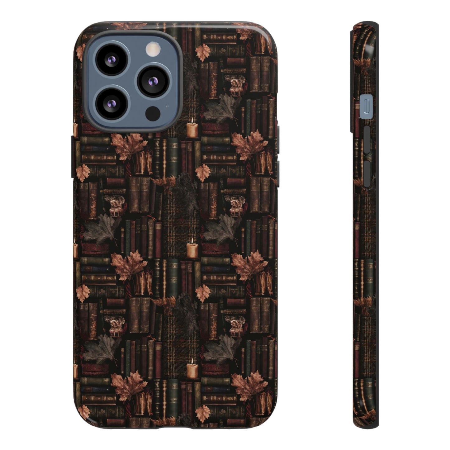 Gothic Phone Case Dark Academia Literary iPhone Samsung Cover with Books & Flowers, Phone case