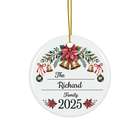 Farm Fresh Christmas Tree Ornament | Personalized Family Name Ornament 2025 | Rustic Holiday Decor | Custom Ceramic Christmas Keepsake Gift