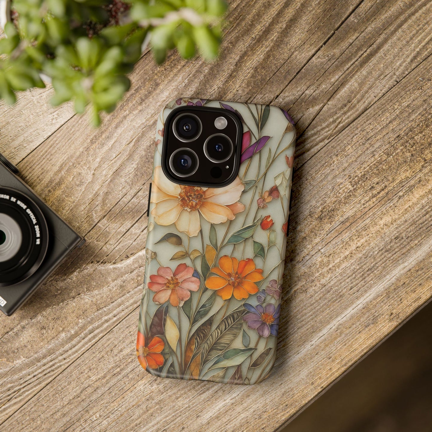 Phone case For iPhone & Samsung, Wildflower Mosaic MagSafe iPhone Case: Botanical Floral Design iPhone