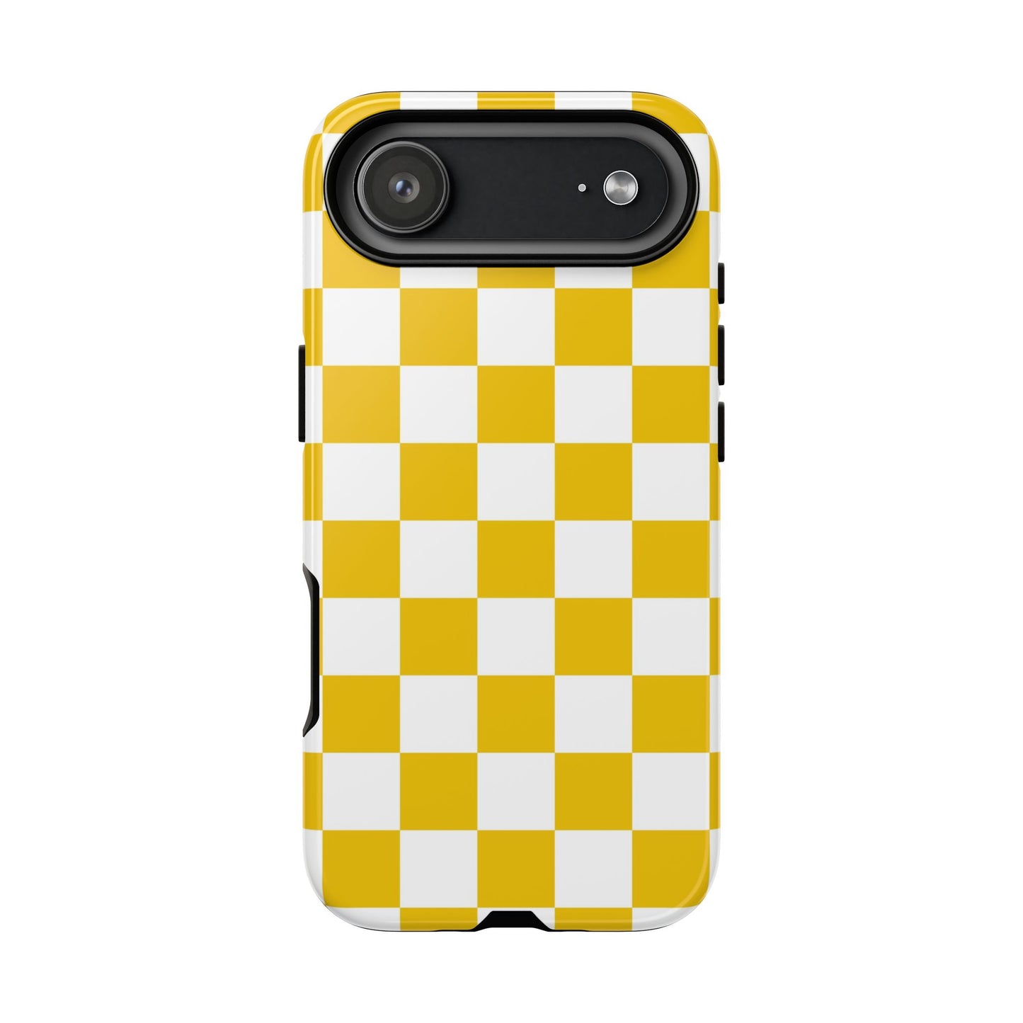 Yellow Checkered Phone Case - iPhone 17 Pro, 17, 16, 15, 14, 13, 12, 11, X, XR, XS MAX, Gift for Friends