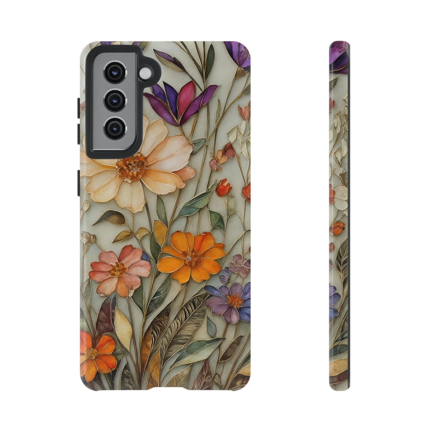 Phone case For iPhone & Samsung, Wildflower Mosaic MagSafe iPhone Case: Botanical Floral Design iPhone