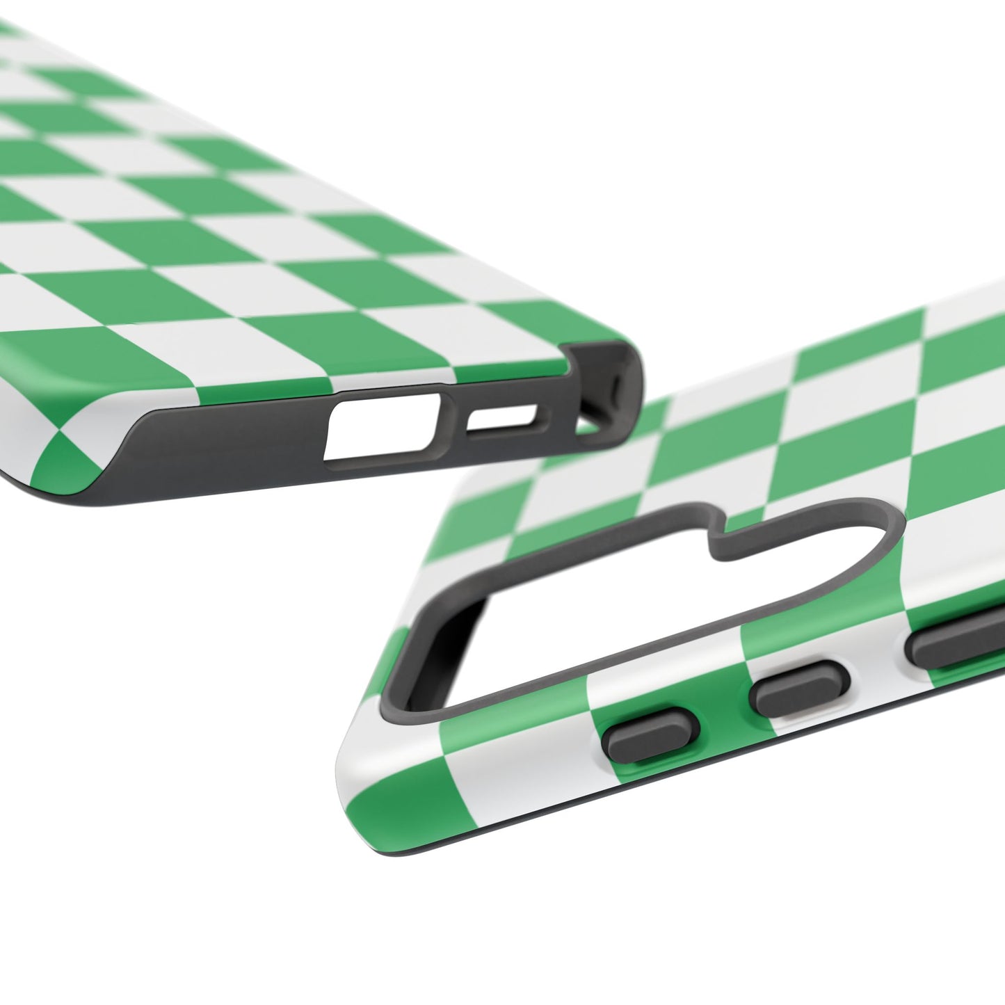 Green Checkered Phone Case, Phone Cases Samsung Galaxy S25, S25 Plus, S24, S24 Plus, S24 Ultra, S23, S22, S22 Plus, S21 Ultra, S21 FE, S20+