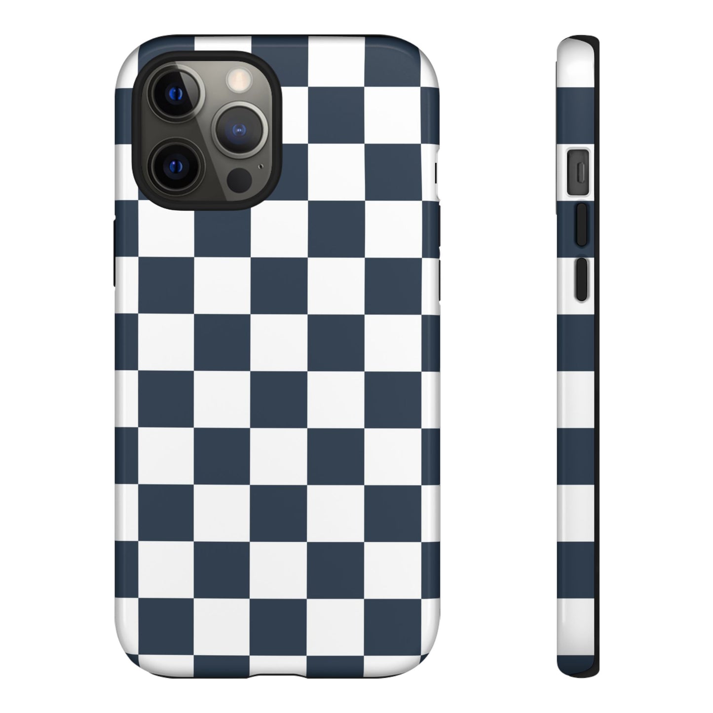 Navy Checkerboard Phone Case, iPhone 17 Pro, 17, 16, 15, 14, 13, 12, 11, X, XR, XS MAX, Tough Case for iPhone