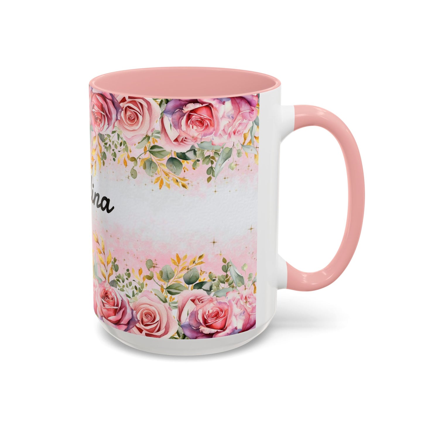 Personalized Floral Accent Coffee Mug, Custom Gift for Her, Birthday Mug, Floral Drinkware, Mother's Day Gift