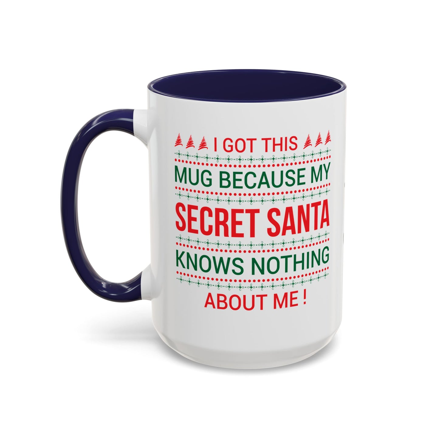 Personalized Secret Santa Accent Coffee Mug, Holiday Gift, Funny Christmas Mug, Unique Office Secret Santa Gift, Custom Drinkware