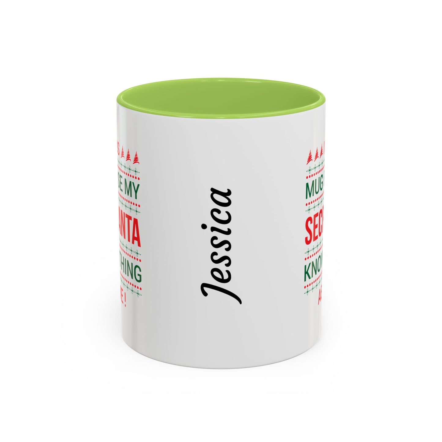 Personalized Secret Santa Accent Coffee Mug, Holiday Gift, Funny Christmas Mug, Unique Office Secret Santa Gift, Custom Drinkware