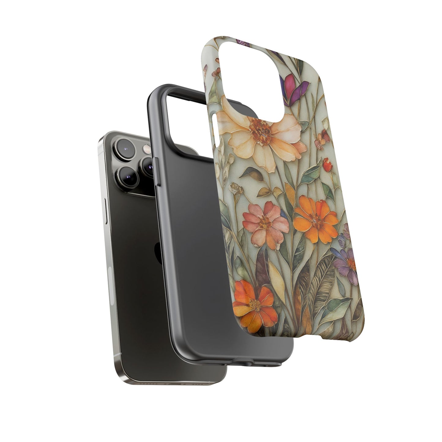 Phone case For iPhone & Samsung, Wildflower Mosaic MagSafe iPhone Case: Botanical Floral Design iPhone