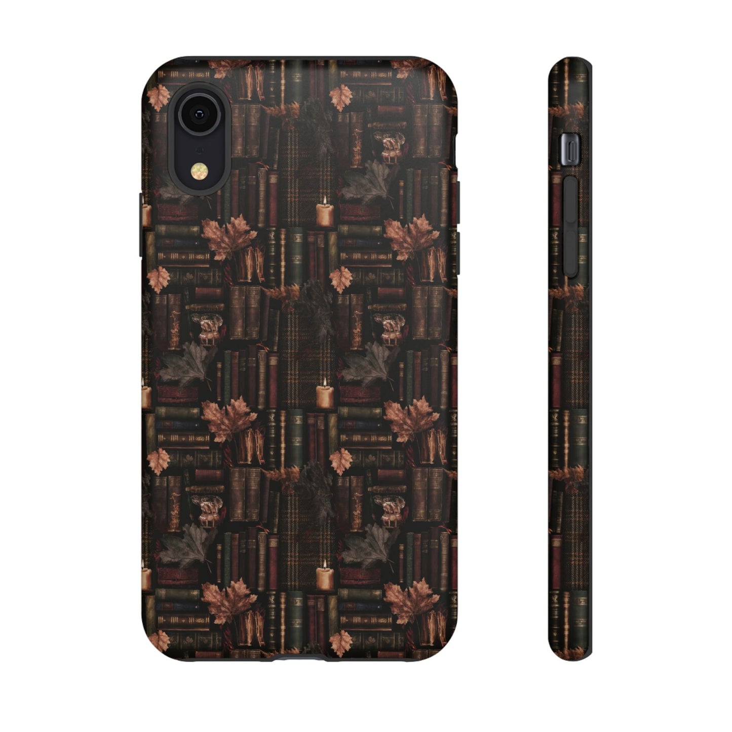 Gothic Phone Case Dark Academia Literary iPhone Samsung Cover with Books & Flowers, Phone case