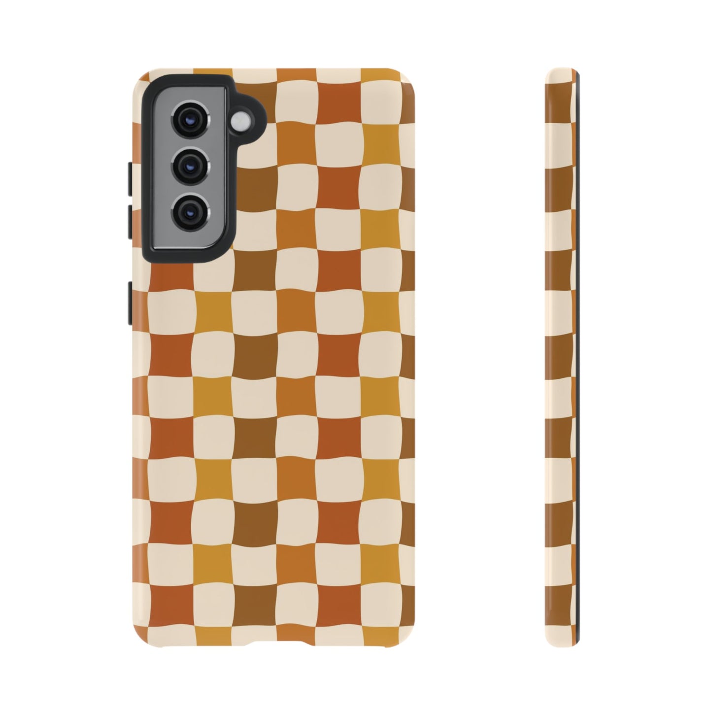 Boho Checked Phone Case, Checkerboard Design, Durable Protection, Phone Cover, Phone case For iPhone and Samsung, Trendy Phone Cover