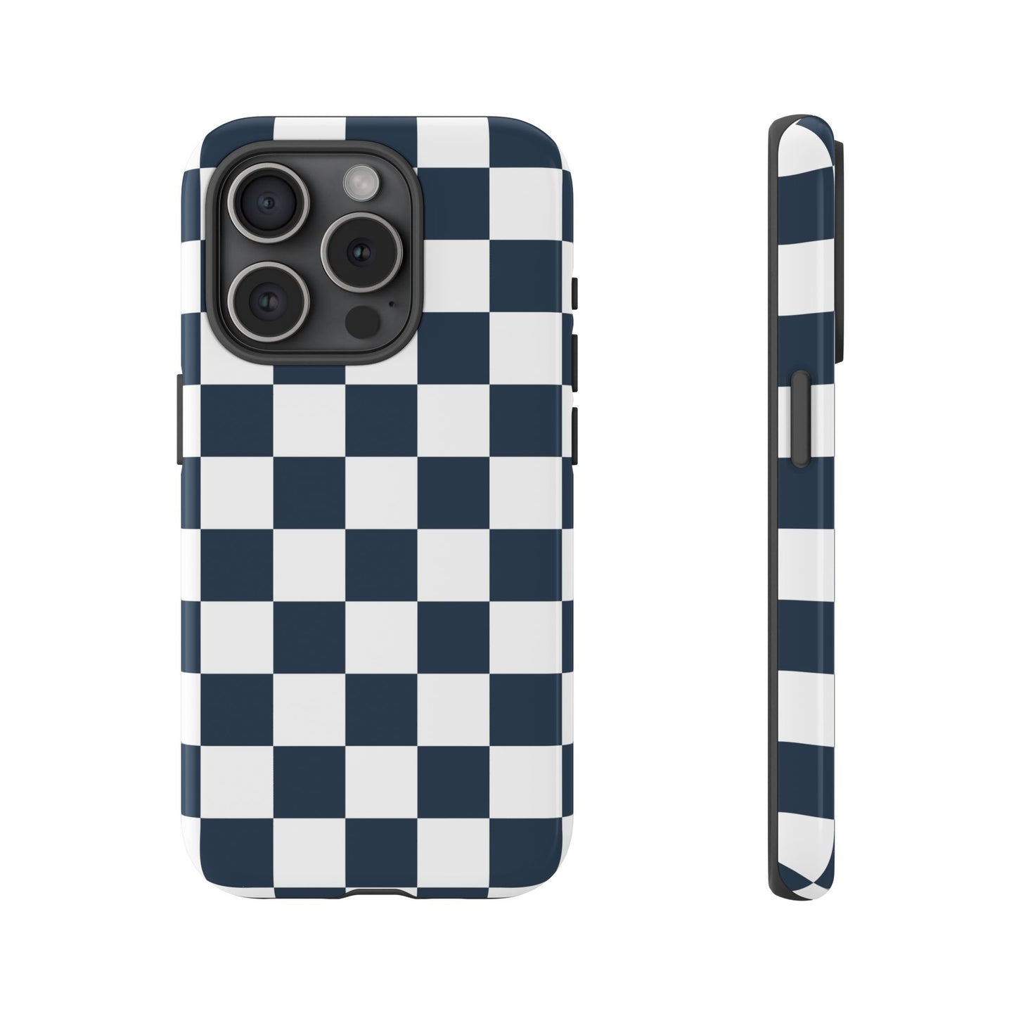 Navy Checkerboard Phone Case, iPhone 17 Pro, 17, 16, 15, 14, 13, 12, 11, X, XR, XS MAX, Tough Case for iPhone
