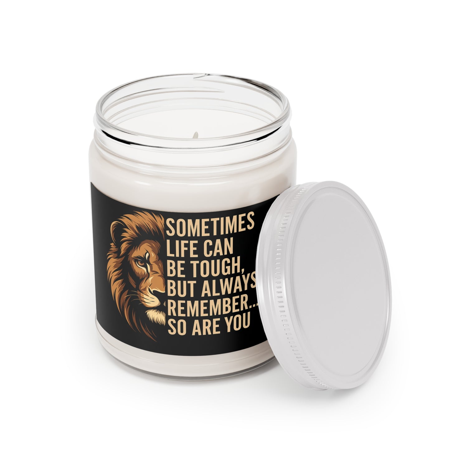 Inspirational Scented Candle, Soy Wax Candle with Lion Design, Relaxation Home Décor, Thoughtful Gift for Friends
