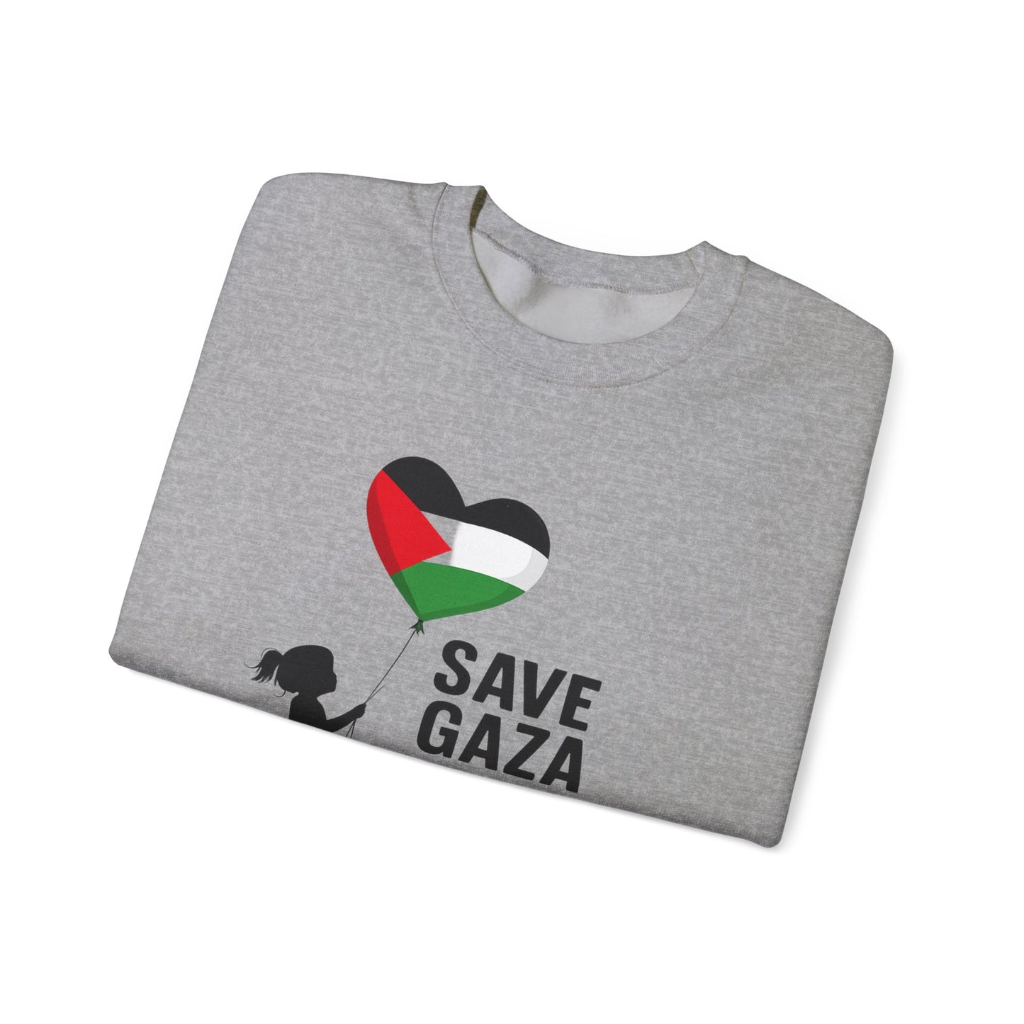 Save Gaza Crewneck Sweatshirt, Protest Apparel, Activist Fashion, Unisex Heavy Blend, Gift for Human Rights Advocates