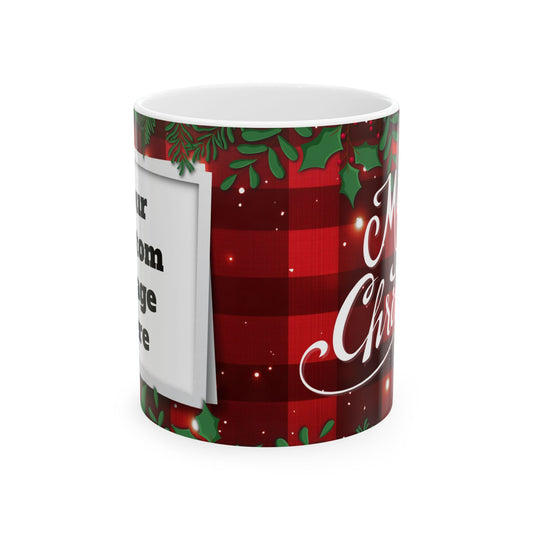 Christmas Plaid Ceramic Mug, Holiday Gift, Coffee Cup, Family Mug, Cozy Home Decor, Winter Warmth, Christmas Day Gift