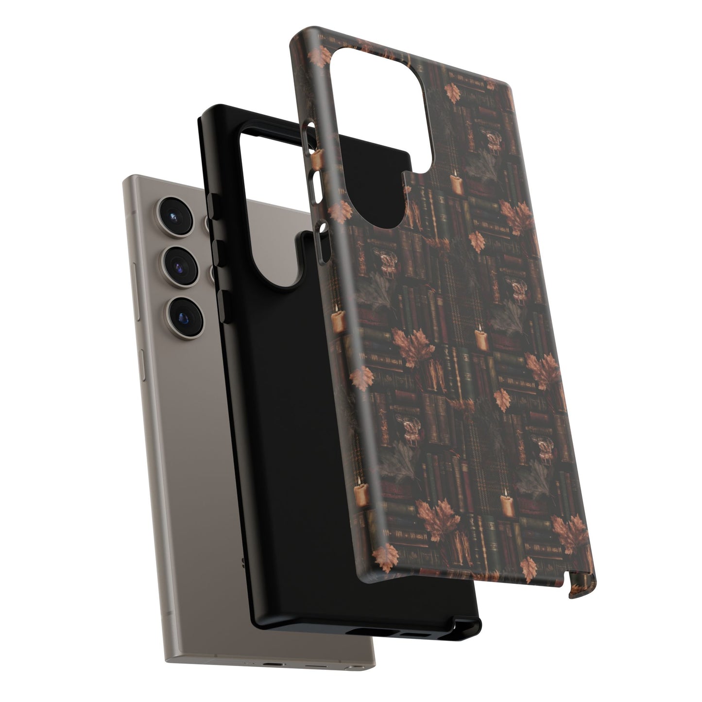 Gothic Phone Case Dark Academia Literary iPhone Samsung Cover with Books & Flowers, Phone case
