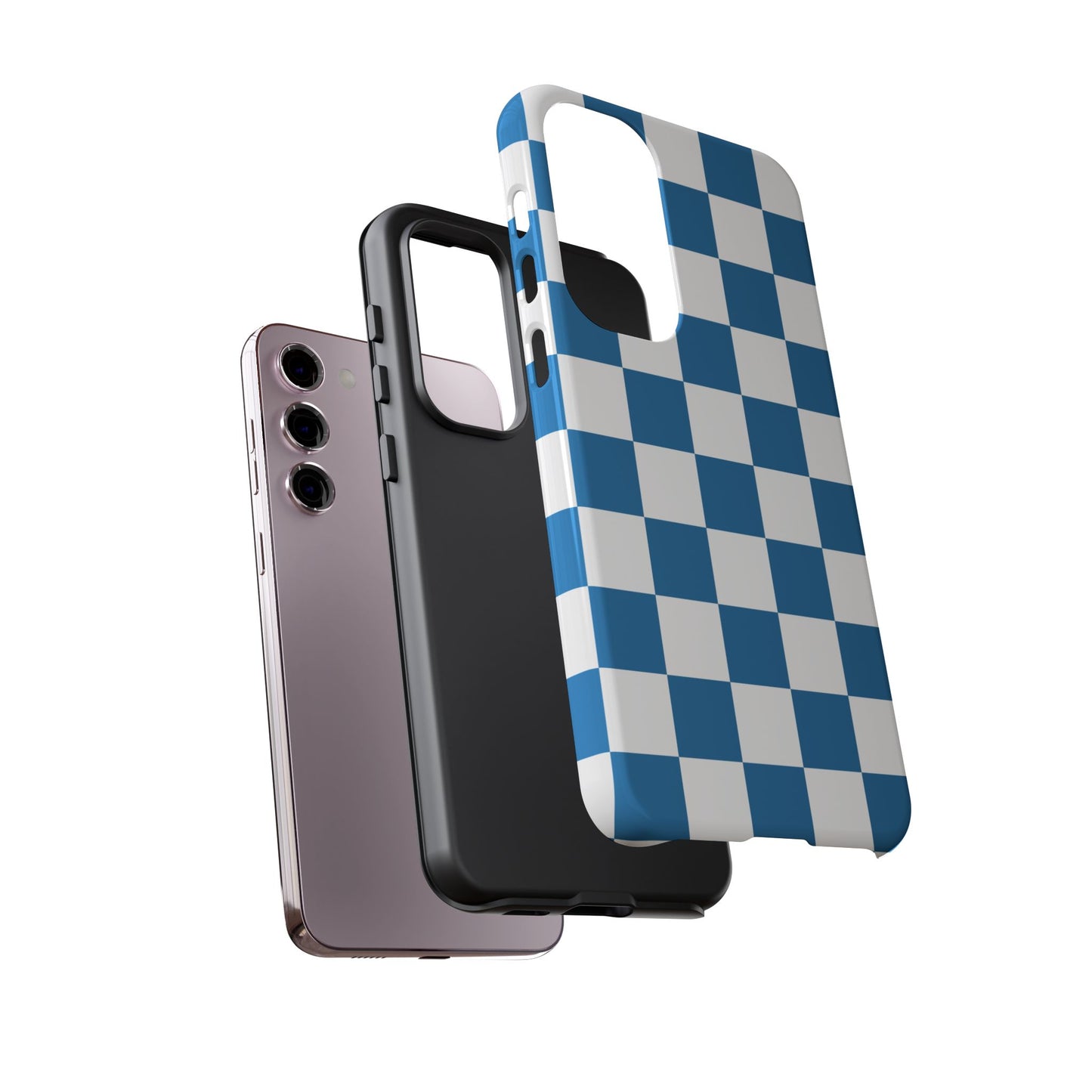 Blue Checkerboard Phone Case, Samsung Galaxy S25, S25 Plus, S24, S24 Plus, S24 Ultra, S23, S22, S22 Plus, S21 Ultra, S21 FE, S20+