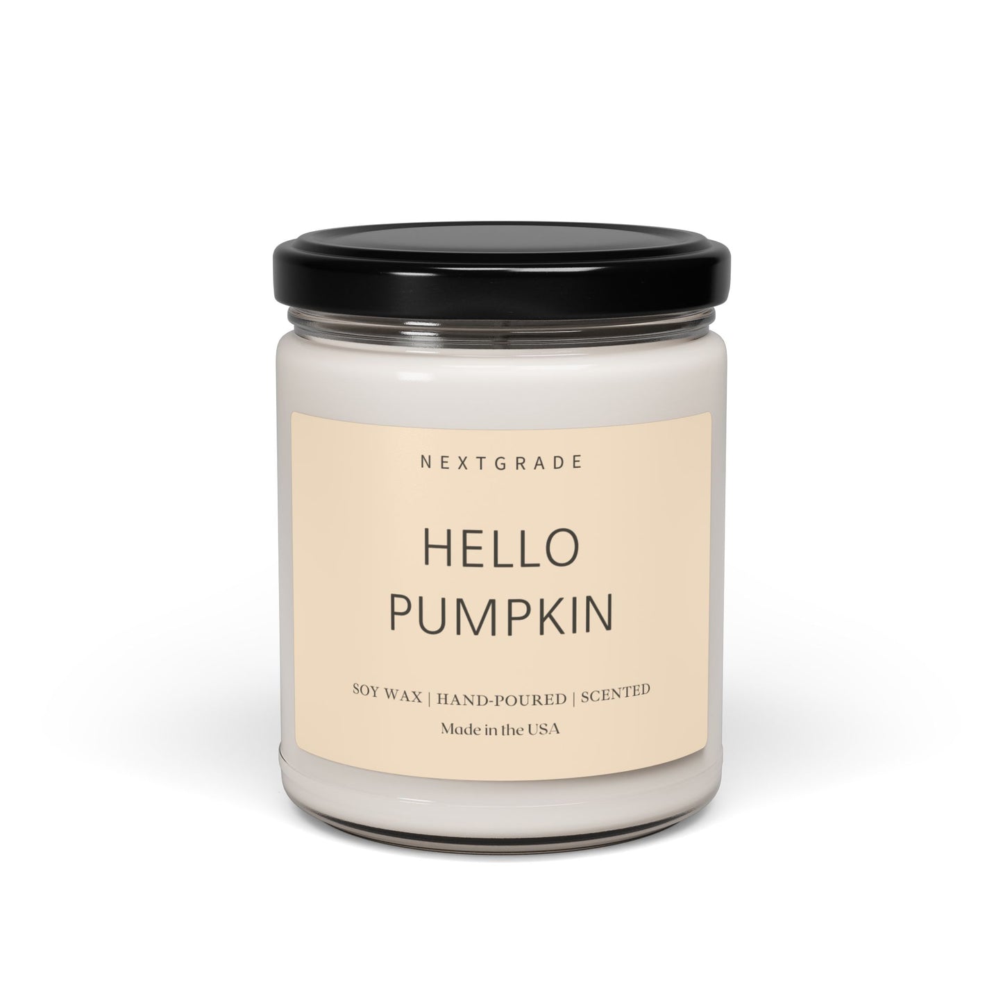 Hello Pumpkin Candle - Fall Soy Candles - Pumpkin Candles for Home with 50-60 Hours Burn Time - 9Oz Black Lid Amber Jar Candle