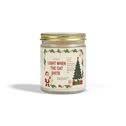 Funny Christmas Candle Gift | Light When the Cat Shits | Pet Owner Gag Gift | Soy Candle with Christmas Label | Hand Poured 9oz Jar