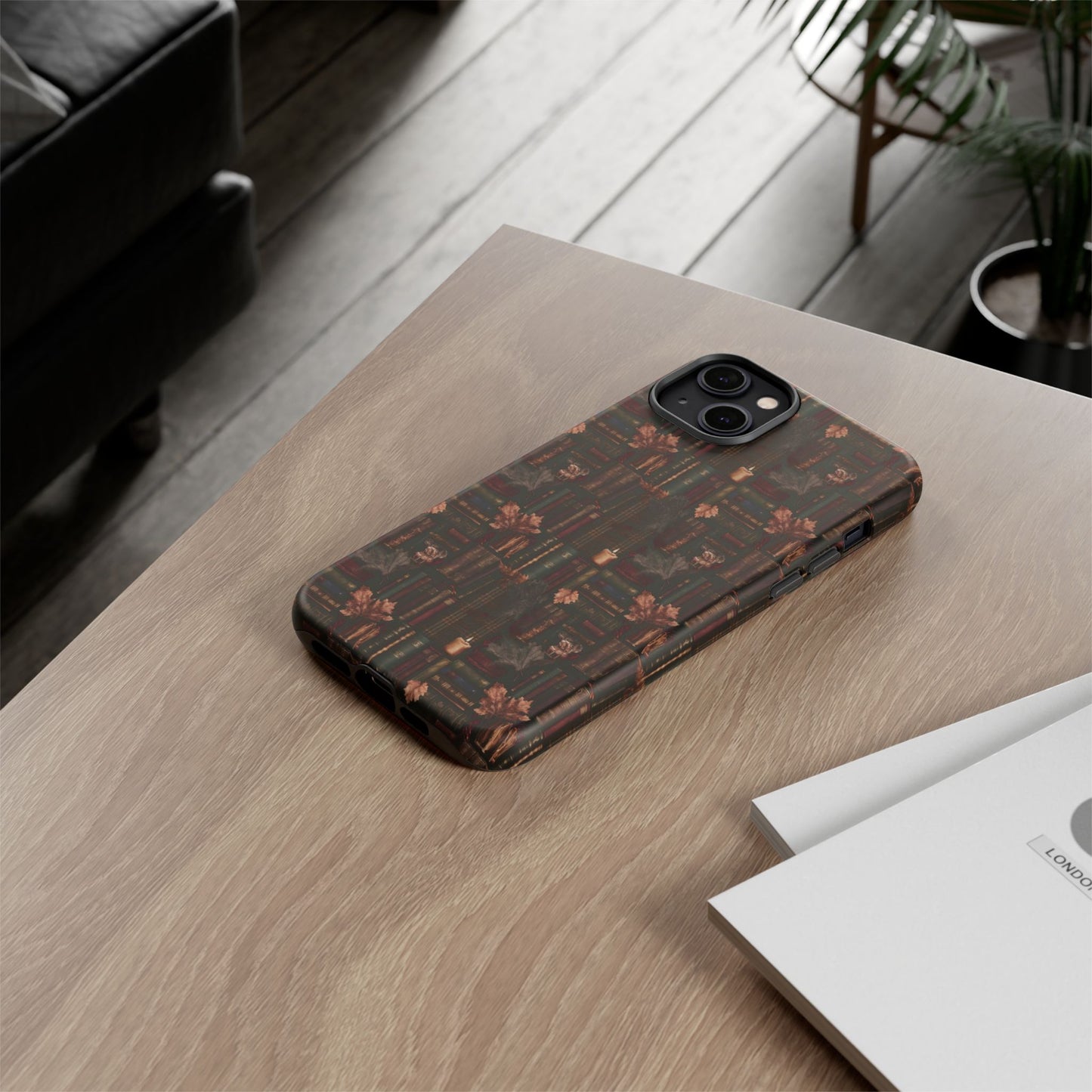 Gothic Phone Case Dark Academia Literary iPhone Samsung Cover with Books & Flowers, Phone case