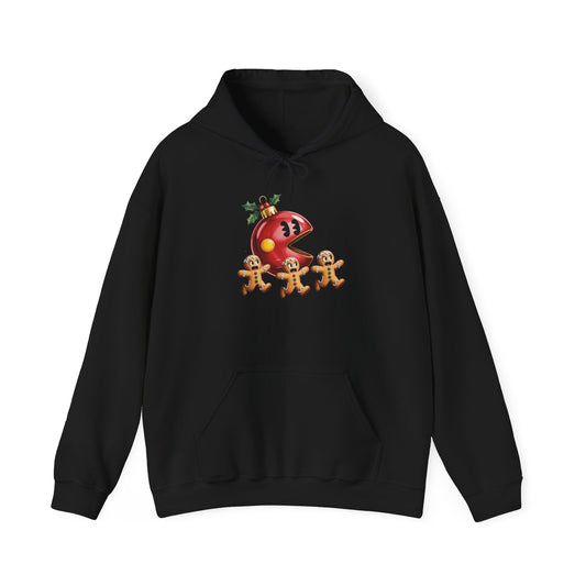 Playful Holiday Hoodie with Gingerbread Design, Cozy Christmas Sweatshirt for Family Gatherings, Fun Winter Apparel, Gift for her
