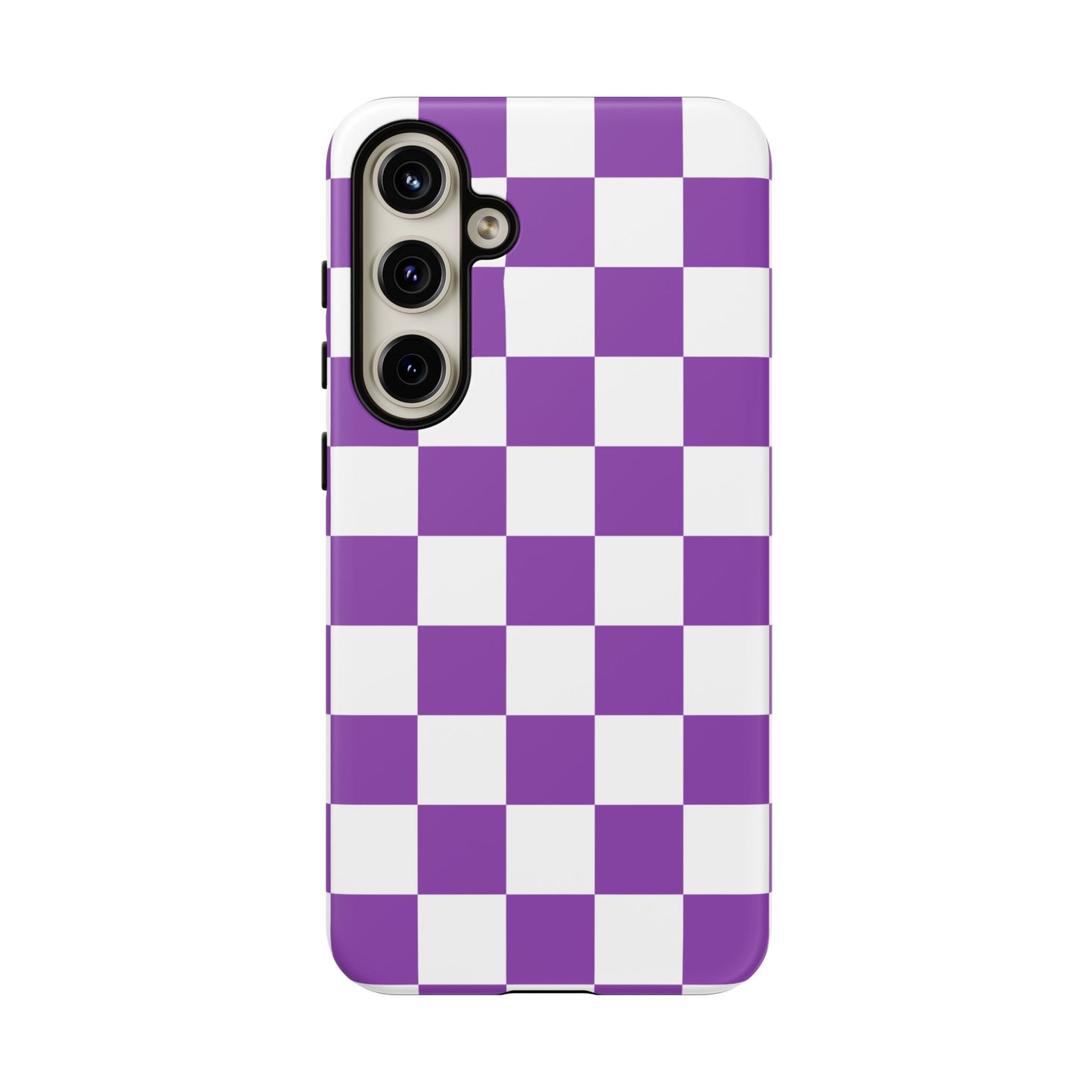 Purple Checkered Phone Case, Samsung Galaxy S25, S25 Plus, S24, S24 Plus, S24 Ultra, S23, S22, S22 Plus, S21 Ultra, S21 FE, S20+
