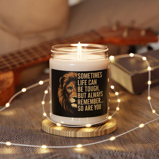Inspirational Lion Scented Soy Candle | Motivational Gift, Home Decor, Relaxation, Mindfulness, Uplifting Quotes