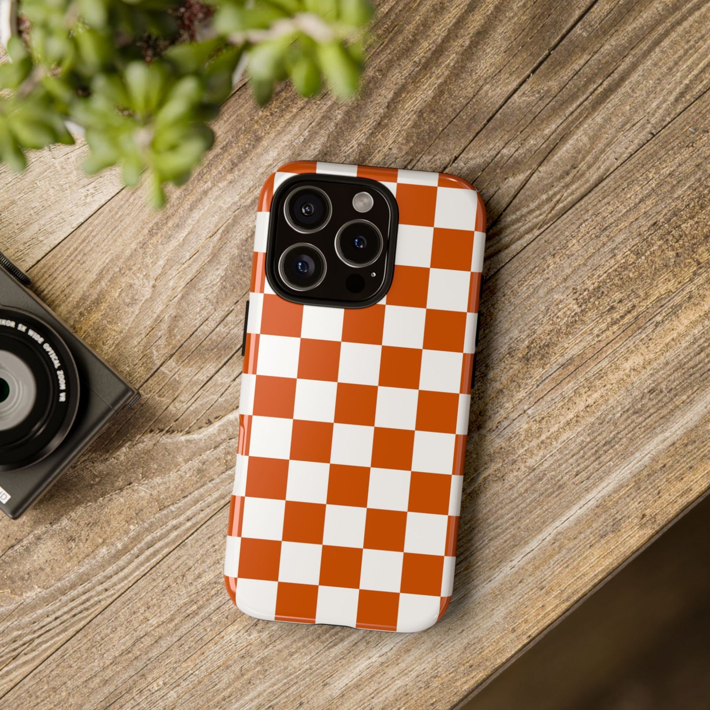 Checkered Phone Case, Checkered Phone Case - iPhone 17 16 15 14 13 12 11 Pro Max  - Trendy Black and Brown Checkerboard