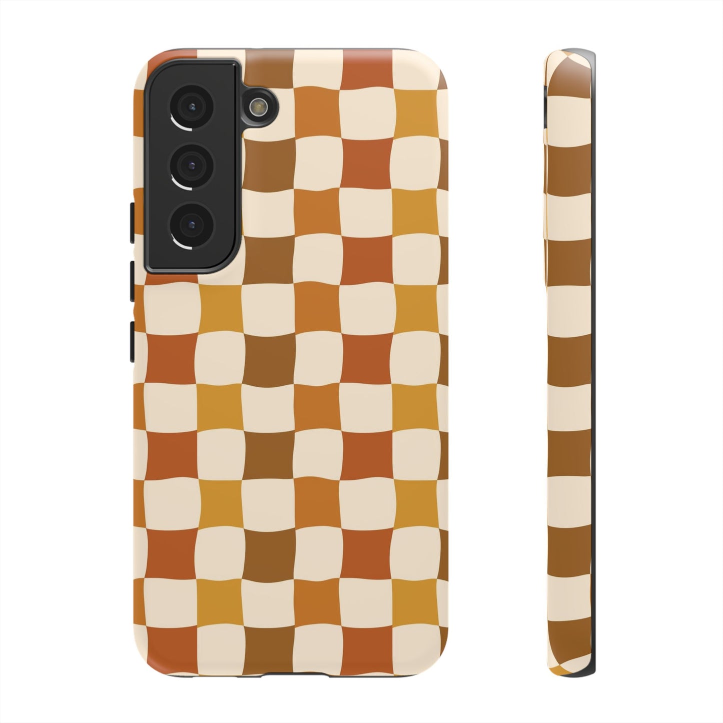 Boho Checked Phone Case, Checkerboard Design, Durable Protection, Phone Cover, Phone case For iPhone and Samsung, Trendy Phone Cover