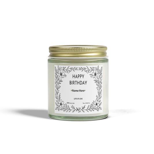 Personalised Birthday Scented Candle, Custom Birthday Gift, Candle Gift with Name for Her Friend Sister Mum Nanny Add Your Custom Text