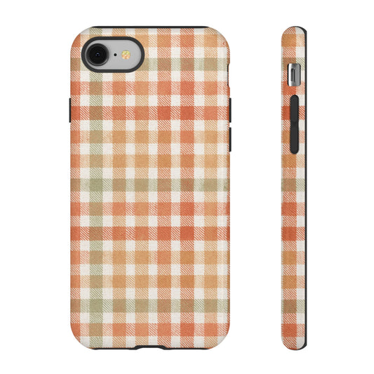Boho Checkered Phone Case | Neutral Aesthetic Plaid Case | Retro Minimalist Check Design | iPhone Cover | Samsung Cover