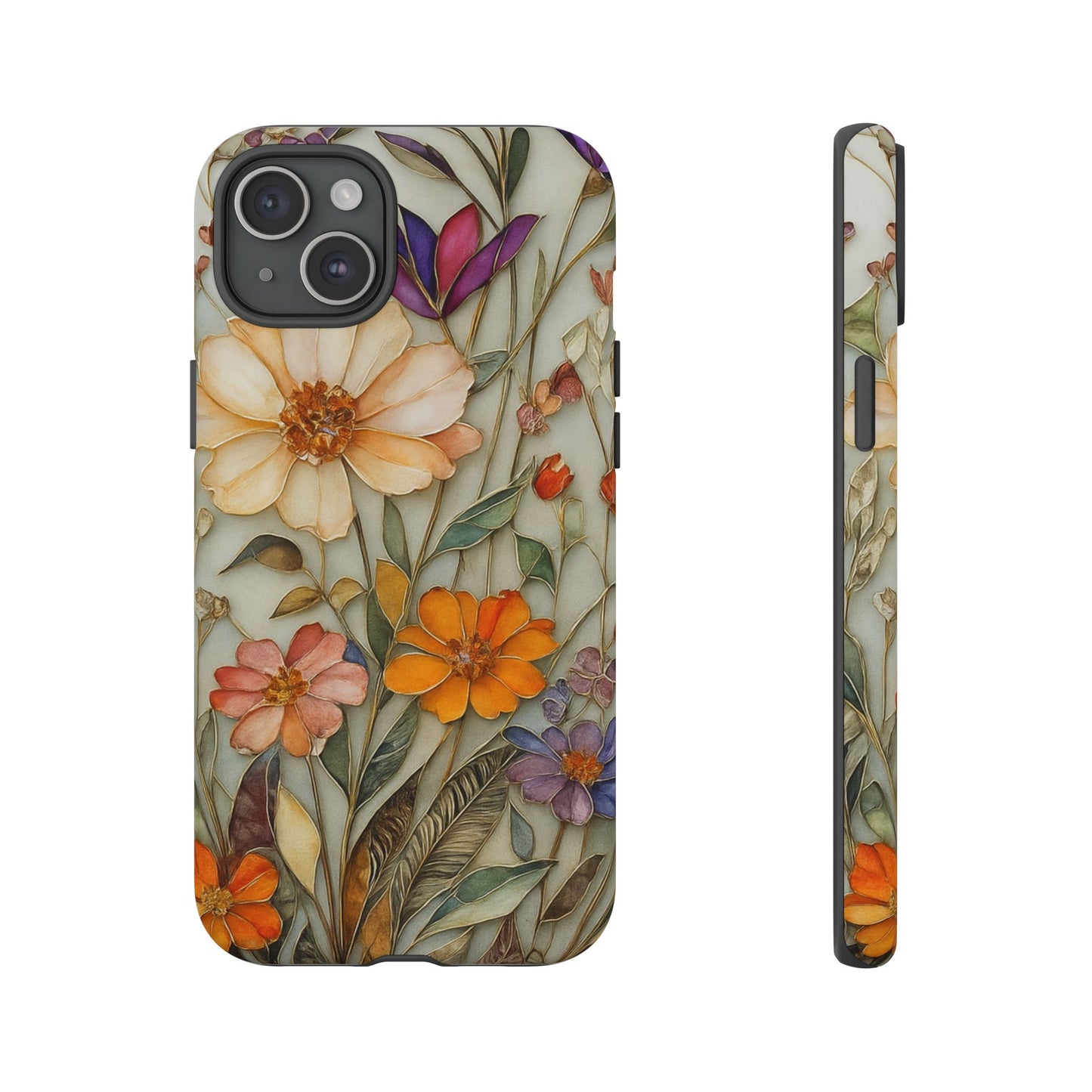 Phone case For iPhone & Samsung, Wildflower Mosaic MagSafe iPhone Case: Botanical Floral Design iPhone