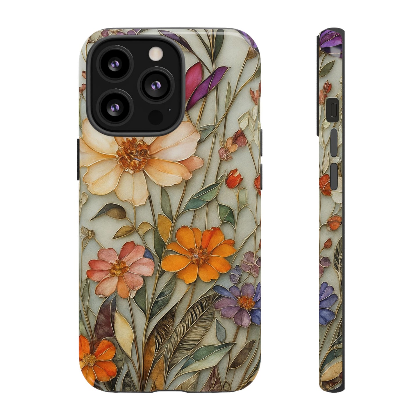 Phone case For iPhone & Samsung, Wildflower Mosaic MagSafe iPhone Case: Botanical Floral Design iPhone