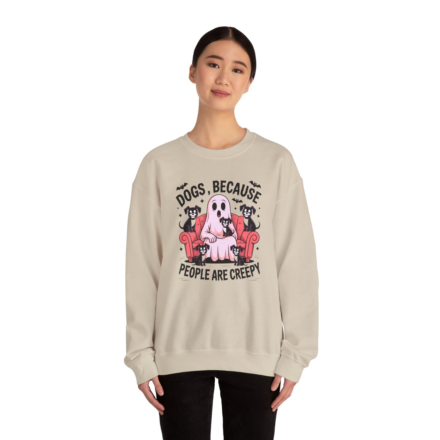 Cozy Halloween Sweatshirt, Funny Ghost And Dog Design, Crewneck, Perfect for Dog Lovers, Fall Fashion, Holiday Gift