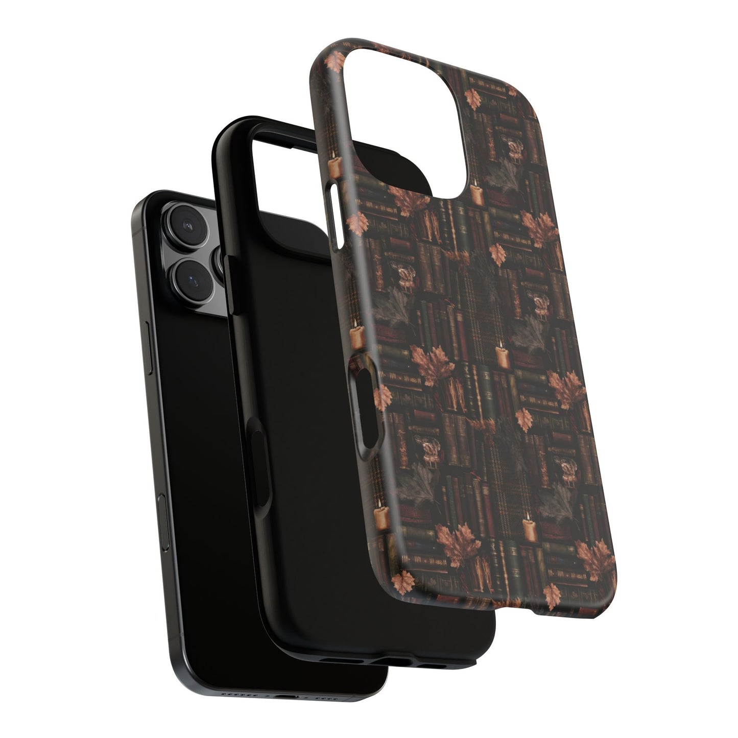 Gothic Phone Case Dark Academia Literary iPhone Samsung Cover with Books & Flowers, Phone case