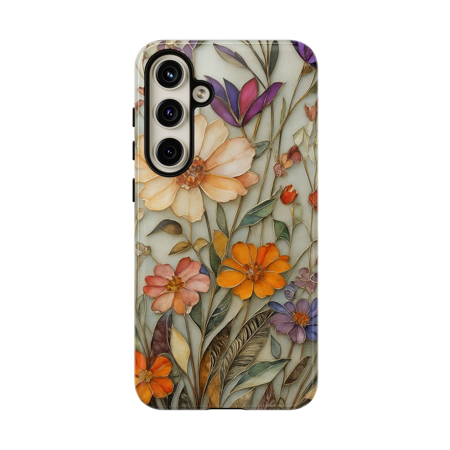 Phone case For iPhone & Samsung, Wildflower Mosaic MagSafe iPhone Case: Botanical Floral Design iPhone