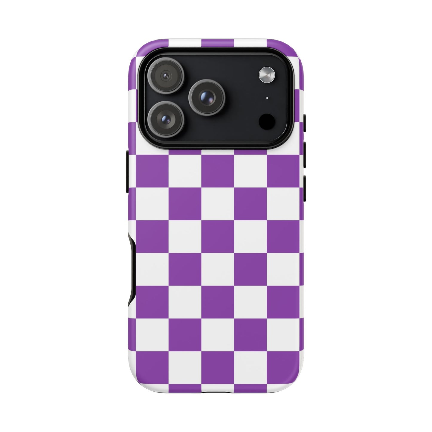 Purple Checkered Phone Case,  iPhone 17 Pro, 17, 16, 15, 14, 13, 12, 11, X, XR, XS MAX, Trendy Gift for Friends, Accessory for Occasions