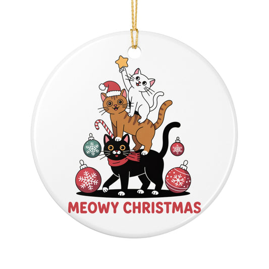 Meowy Christmas Cat Ornament Cat Lover Christmas Ornament, Funny Cat Tree Holiday Decor, Gift for Cat Mom, Cat Ornament, 2025 Xmas Keepsake