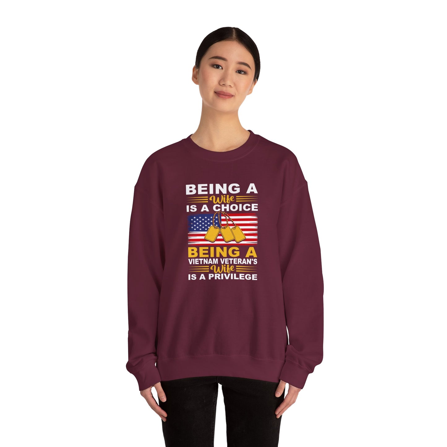 Vietnam Veteran Spouse Sweatshirt, Patriotic Crewneck, Gift for Veteran's Wife, Military Appreciation Apparel, Remembrance Day Gift