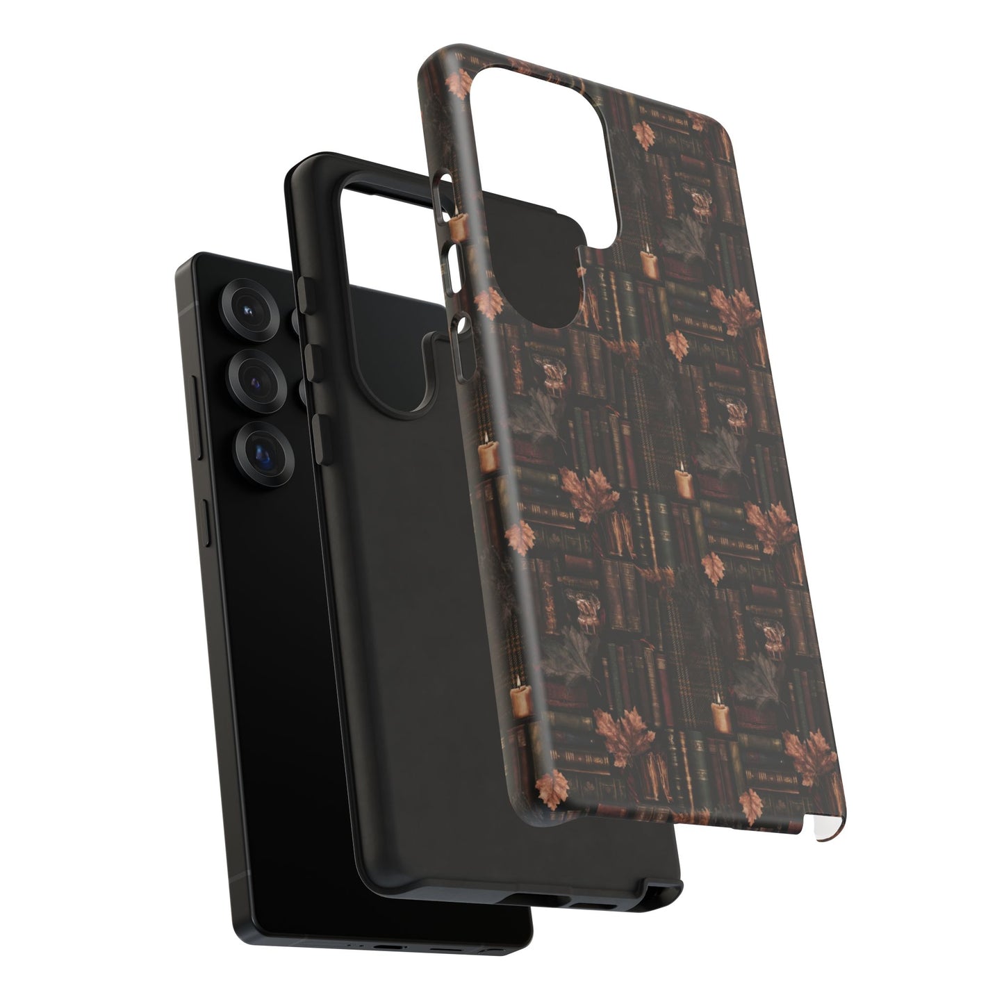 Gothic Phone Case Dark Academia Literary iPhone Samsung Cover with Books & Flowers, Phone case