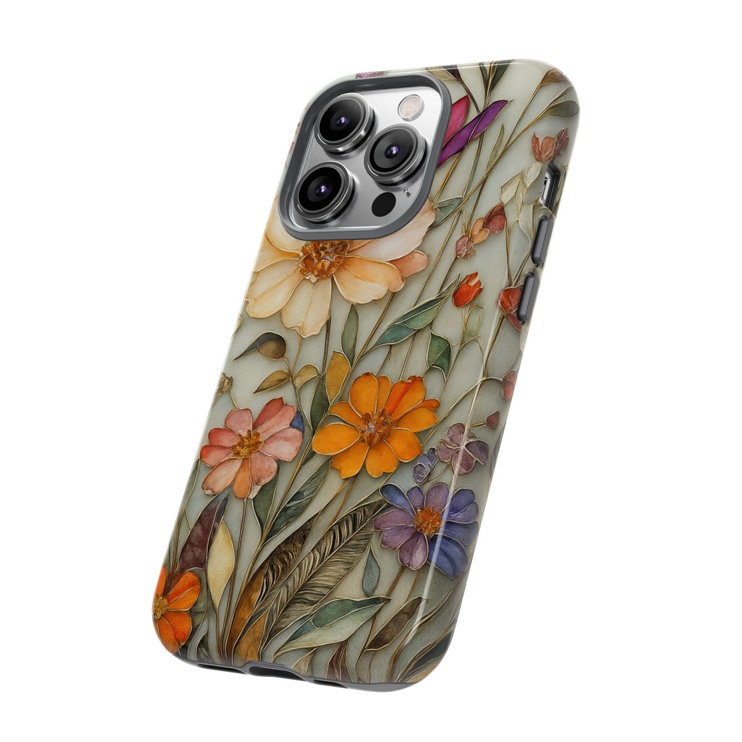 Phone case For iPhone & Samsung, Wildflower Mosaic MagSafe iPhone Case: Botanical Floral Design iPhone