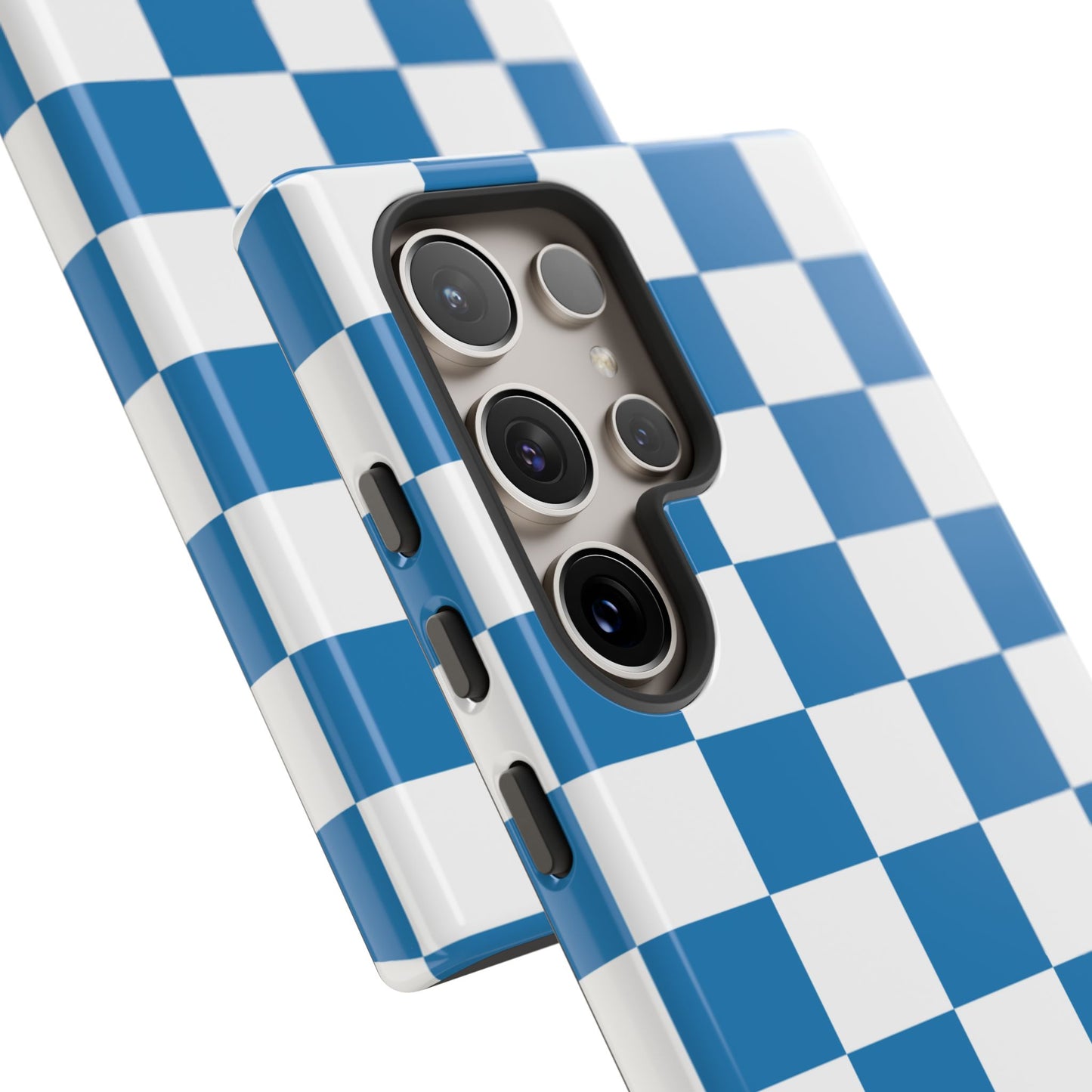 Blue Checkerboard Phone Case, Samsung Galaxy S25, S25 Plus, S24, S24 Plus, S24 Ultra, S23, S22, S22 Plus, S21 Ultra, S21 FE, S20+