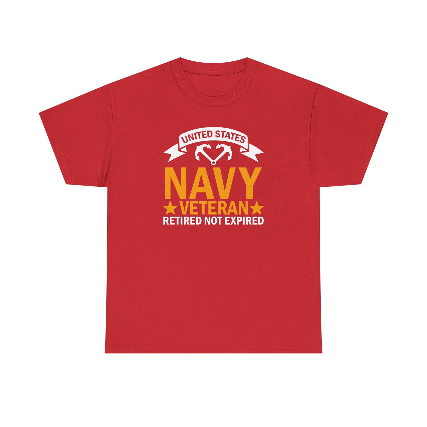 Navy Veteran Heavy Cotton T-Shirt, Gifts for Veterans, Memorial Day, Patriotic Apparel, Retired Not Expired, Gift for dad