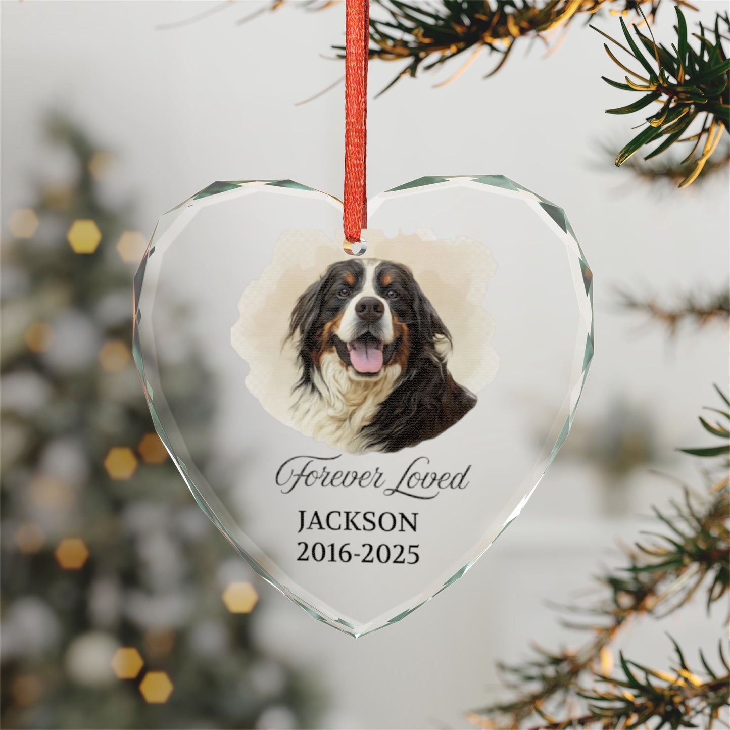 Personalized Dog Memorial Ornament, Dog Photo Ornament, Pet Memorial Gifts, Dog Christmas Ornaments, Dog Loss Keepsake, Forever Loved