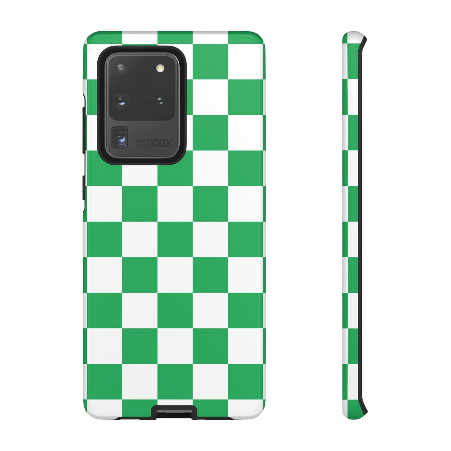 Green Checkered Phone Case, Phone Cases Samsung Galaxy S25, S25 Plus, S24, S24 Plus, S24 Ultra, S23, S22, S22 Plus, S21 Ultra, S21 FE, S20+