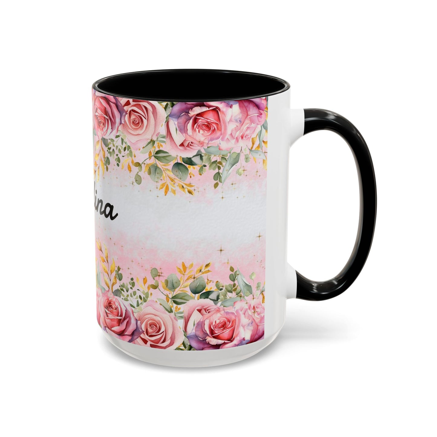 Personalized Floral Accent Coffee Mug, Custom Gift for Her, Birthday Mug, Floral Drinkware, Mother's Day Gift