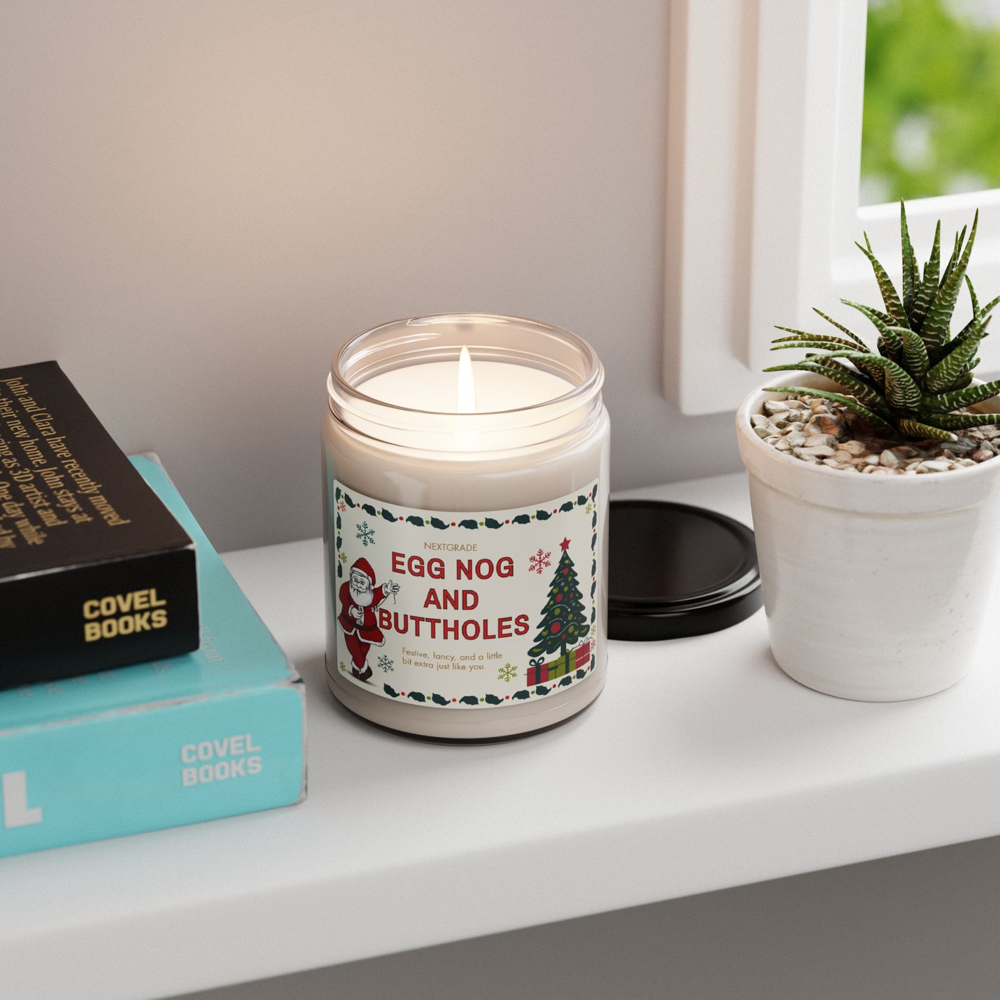 Egg Nog and Buttholes Candle Funny Christmas Candle Gift for Friends, Family Coworkers | Clean Burn, Long-Lasting, Hilarious Holiday Gift